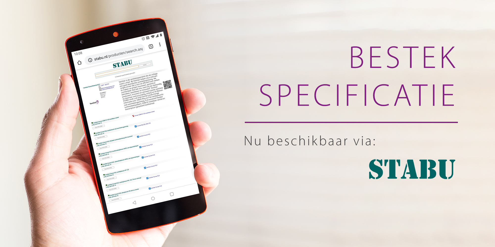 Ventilair, STABU, bestekspecifacties